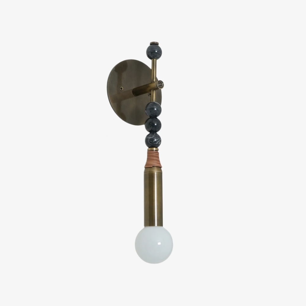 Dotmelle Contemporary Wall Lamp - Artistic Marble and Brass Wall Sconce for Bedroom or Entryway T1215