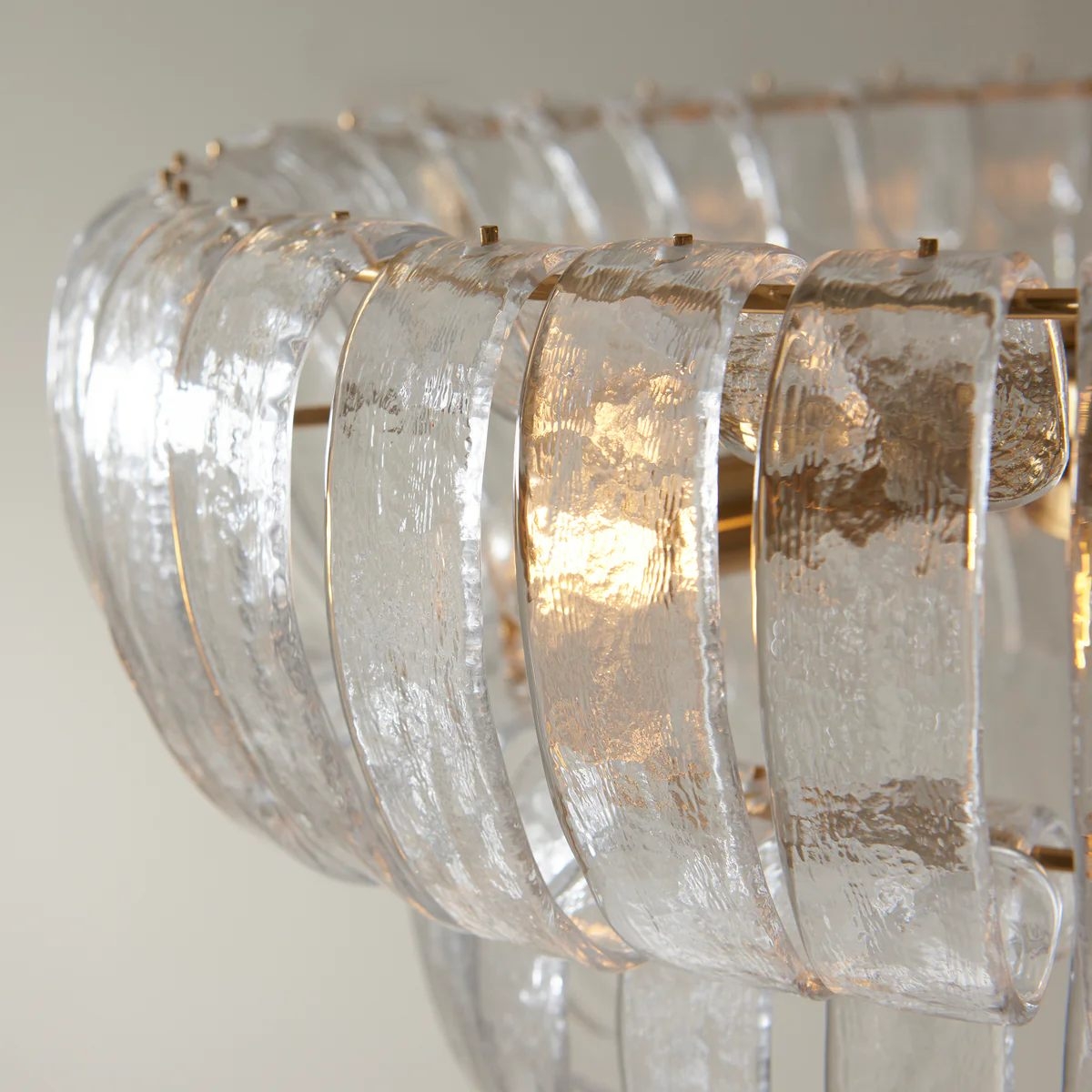 Solara 6-Light Tiered Pendant - Cascading Curved Glass and Metal-Frame for Dining & Entry T908