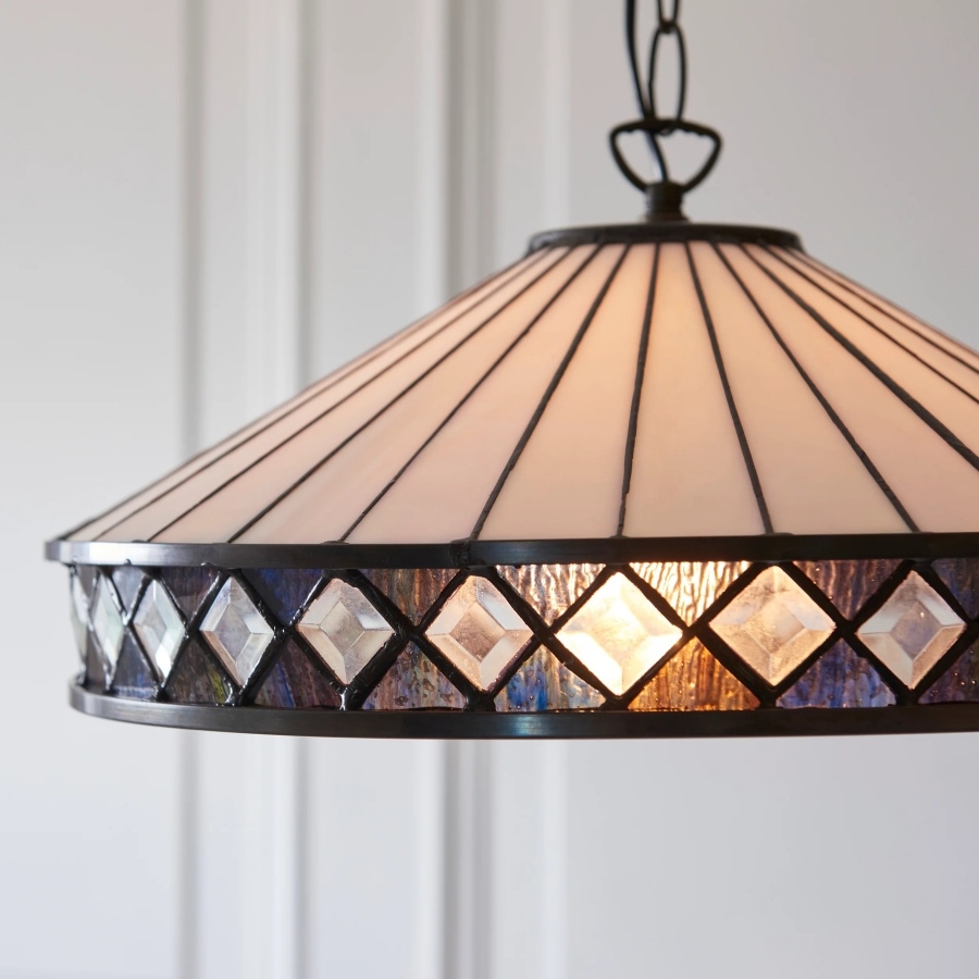 TF Fargo Pendant Light - Tiffany Style Lighting with an Art Deco Shade and Adjustable Chain T970