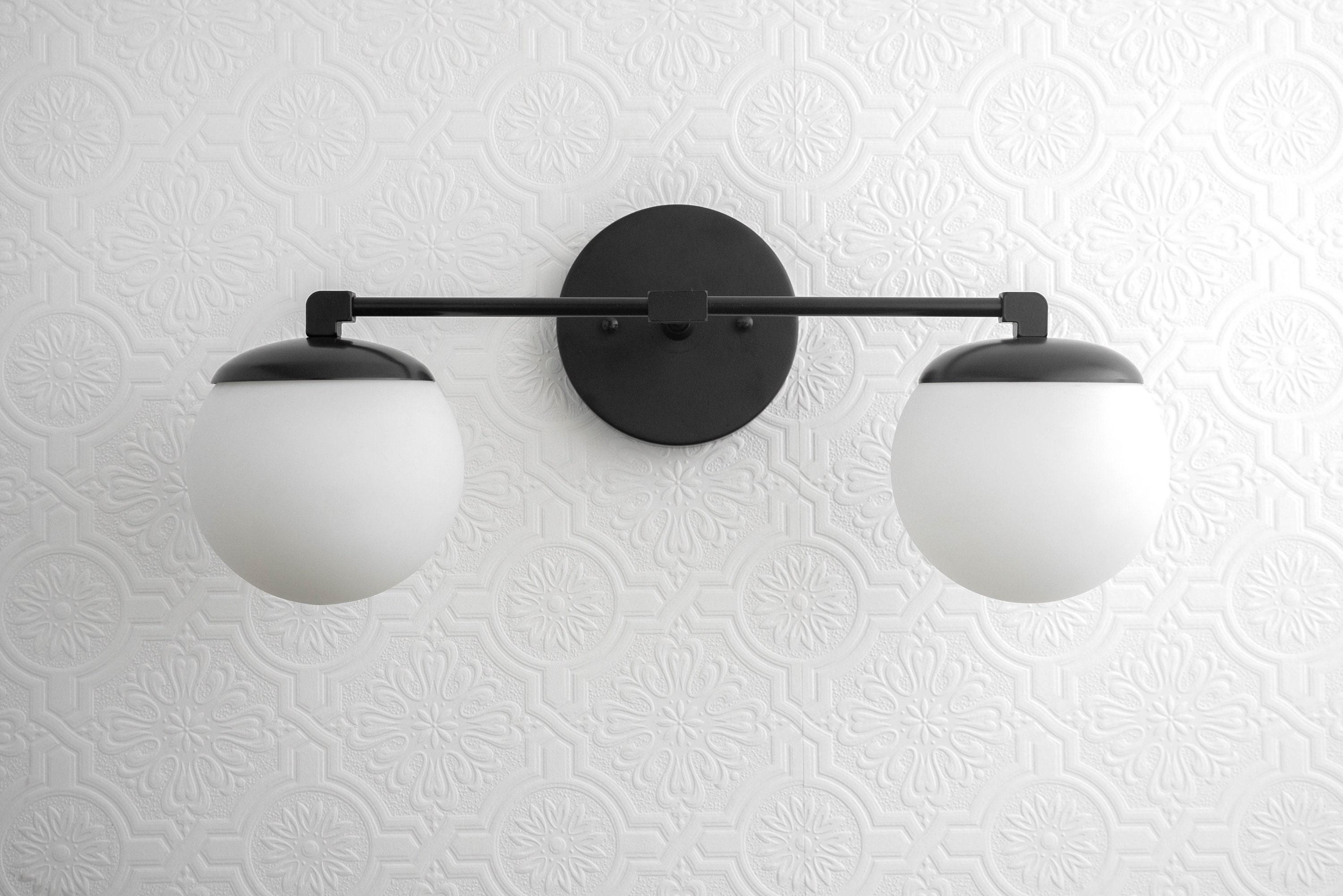Glorica Glass Vanity Light - Art Deco Brass Wall Globe Fixture Modern T392