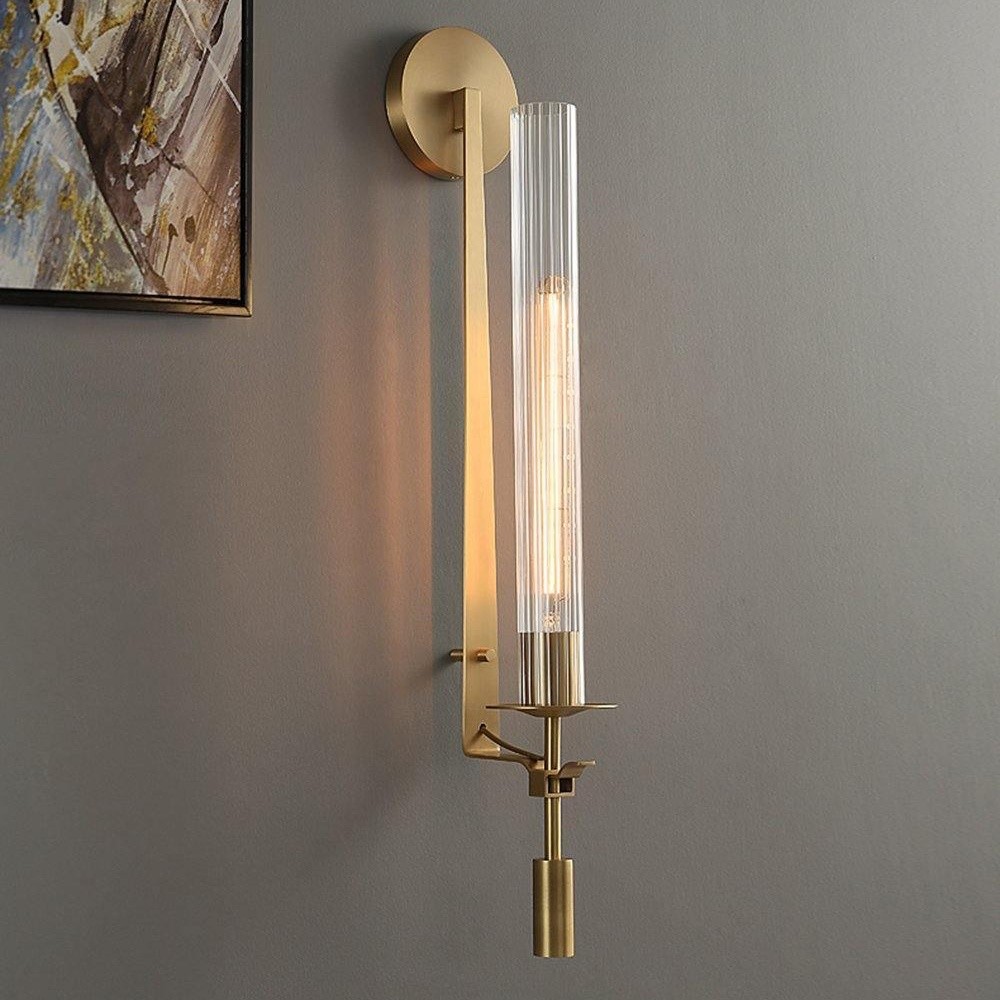 Ribbed Glass Wall Lamp with Slim Metal Base – Classic Meets Modern S229