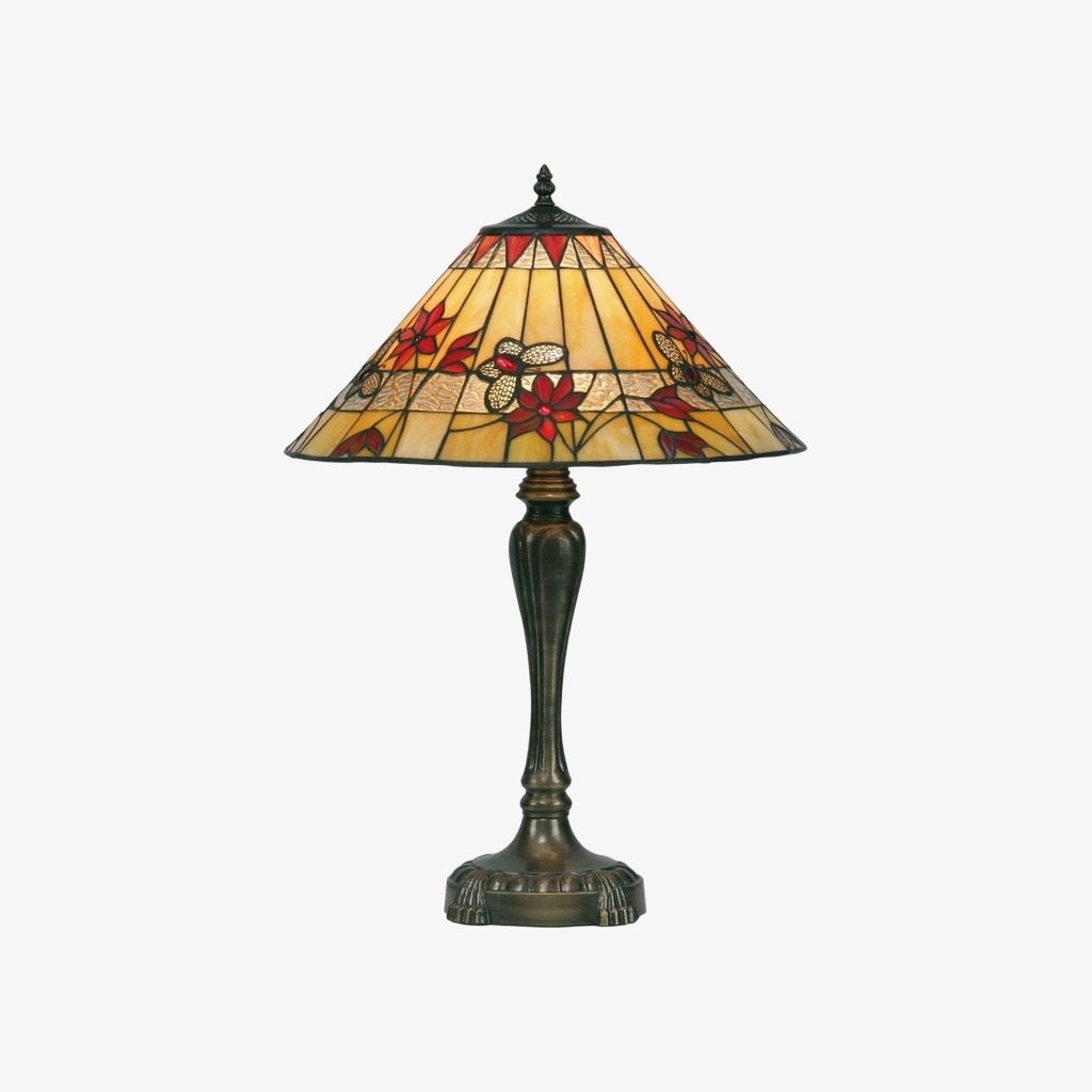 TF Butterfly Table Lamp - Hand-Cut Stained Glass Shade Table Light for Living Room and Bedroom T856