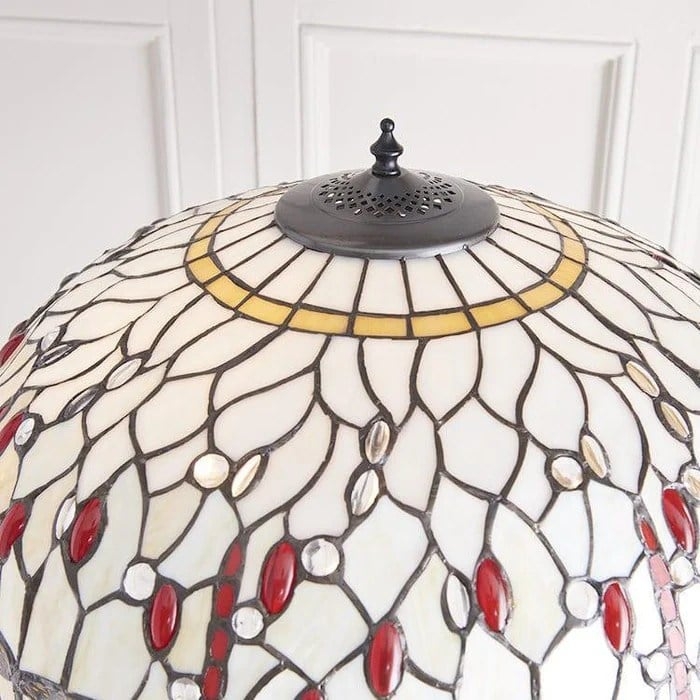 TF Dragonfly Motif Floor Lamp - Vintage Stained-Glass for Living Rooms T935