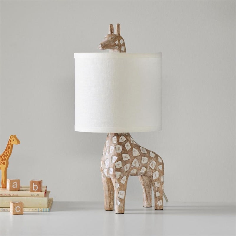 Carved Wood Animal Table Lamp T1745