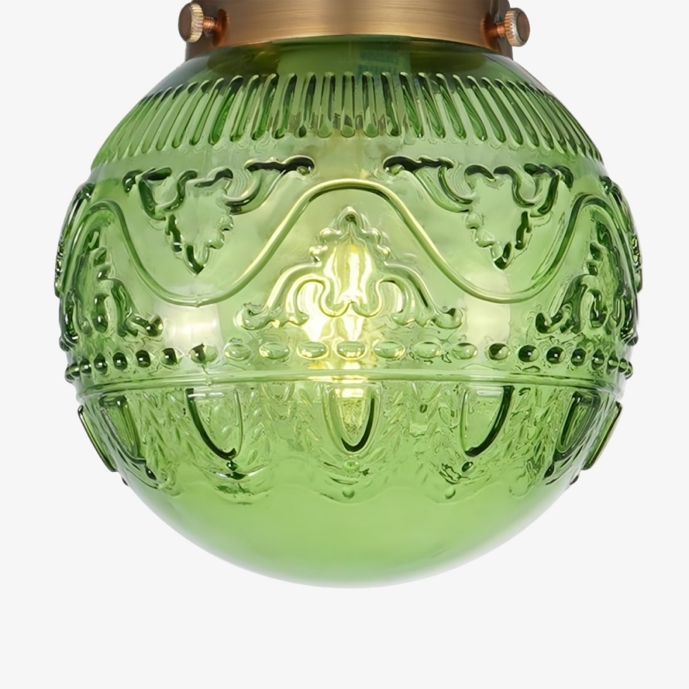 Naveliro Globe Glass Semi Flush Ceiling Lamp - Timeless Retro Bedroom Lighting T1082