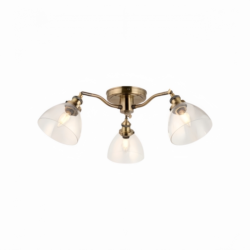 Novera Vintage-Inspired Semi-Flush Ceiling Fixture with Curved Arms for Living Spaces T1037