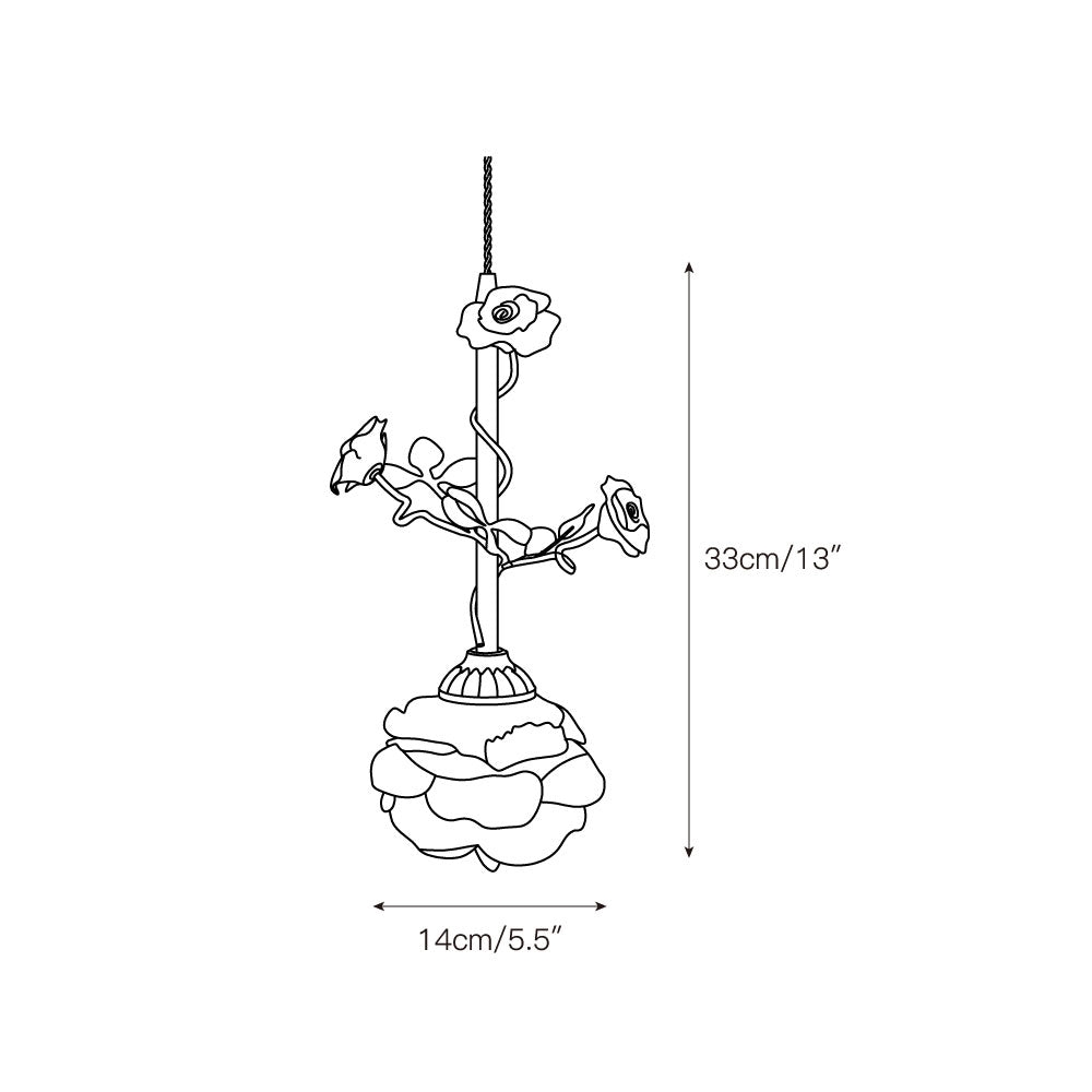 Lalique Rose Glass Pendant Lamp T1898