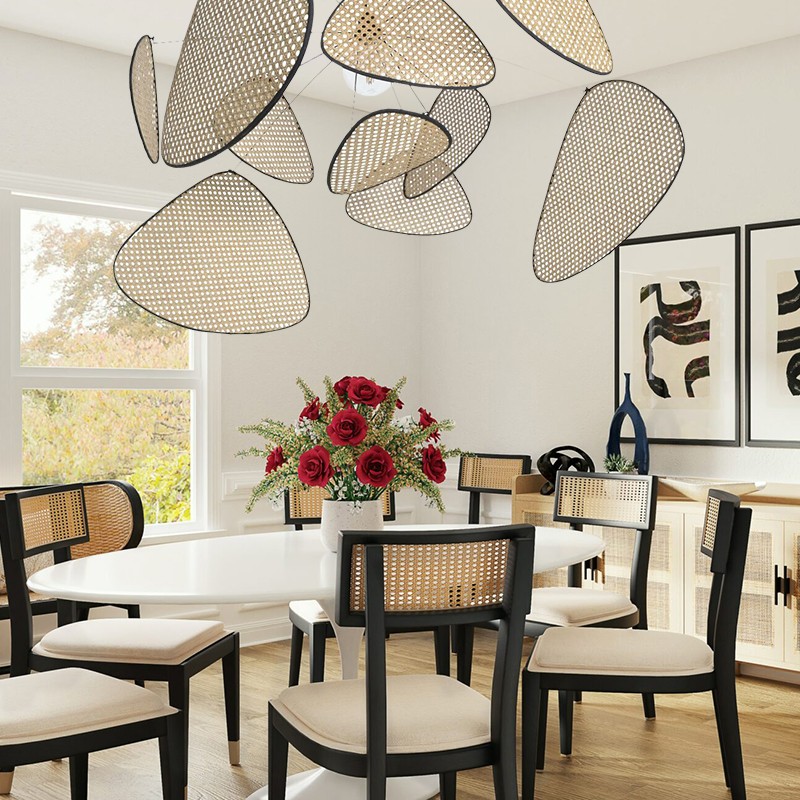 Screen Cannage Pendant Light - Woven Rattan Design for Living Room