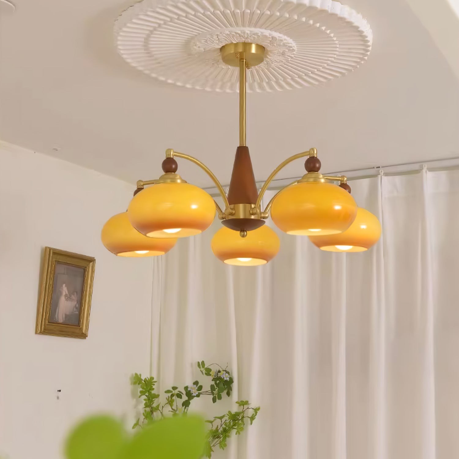 Vintage Multihead Persimmon Chandelier M325