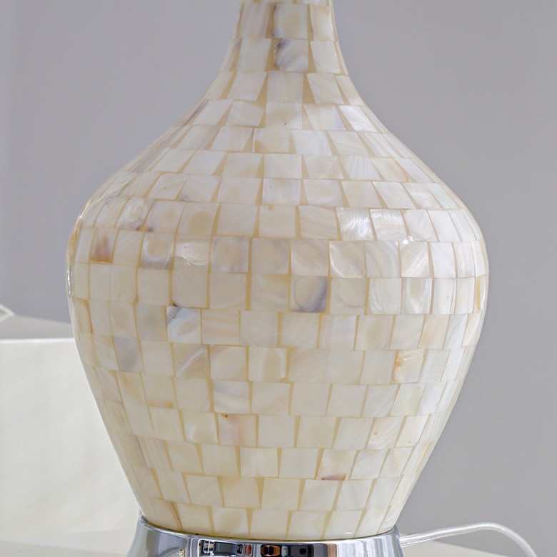 Beamira Natural Shell Mica Table Lamp - Handmade Crafted for Bedroom or Living Room T2200