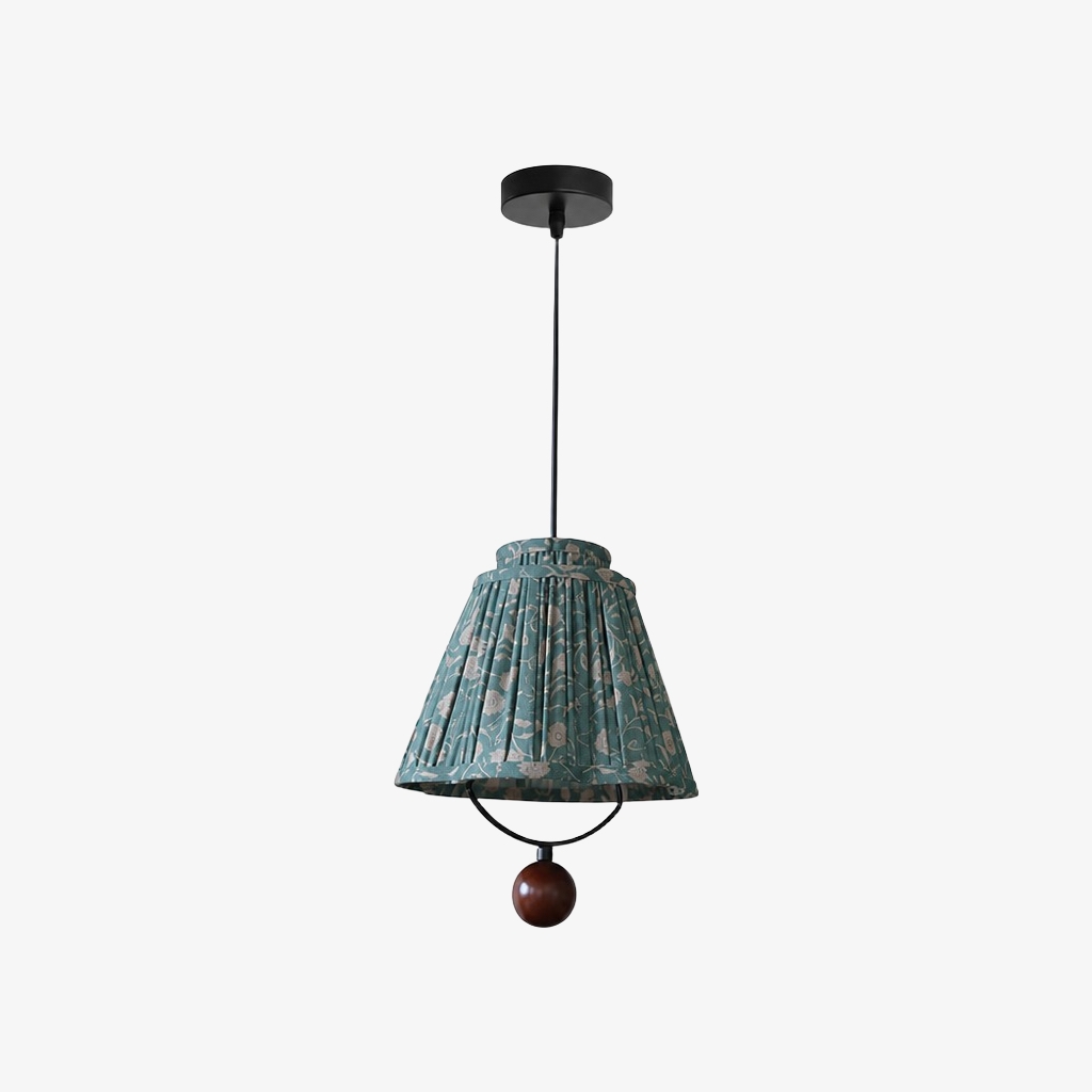 Solmire Decorative Floral Fabric Pendant Light - Metal Accent Hanging Lamp for Living Room and Dining Room T2231