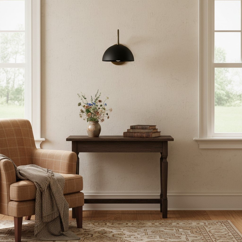 Curva Metal  Industrial Wall Sconce - Curved Brass Arm - Hammered Dome Light Fixture T408