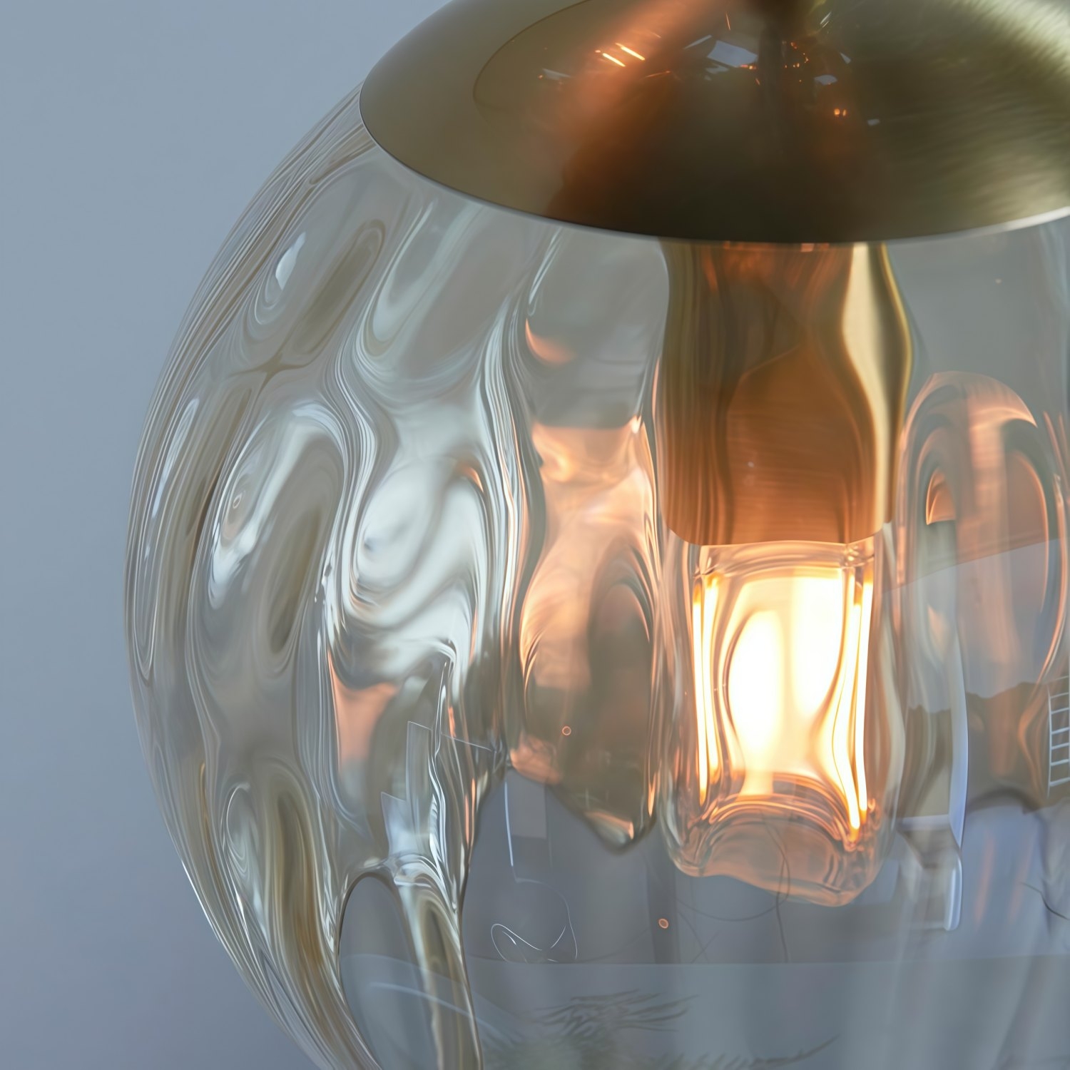 Tracian Dimpled Globes 3-Light Pendant Lamp - Sculptural Amber Lighting Ideal for Lounge or Entryway T1054