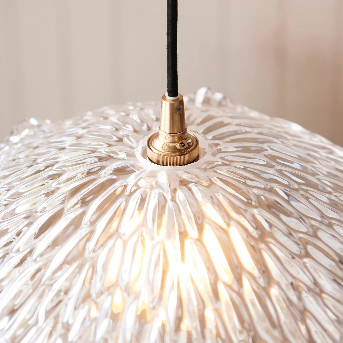 Floriaxis Floral Glass Pendant Light - Floral Glass Shade with Braided Cable for Kitchen or Dining T960