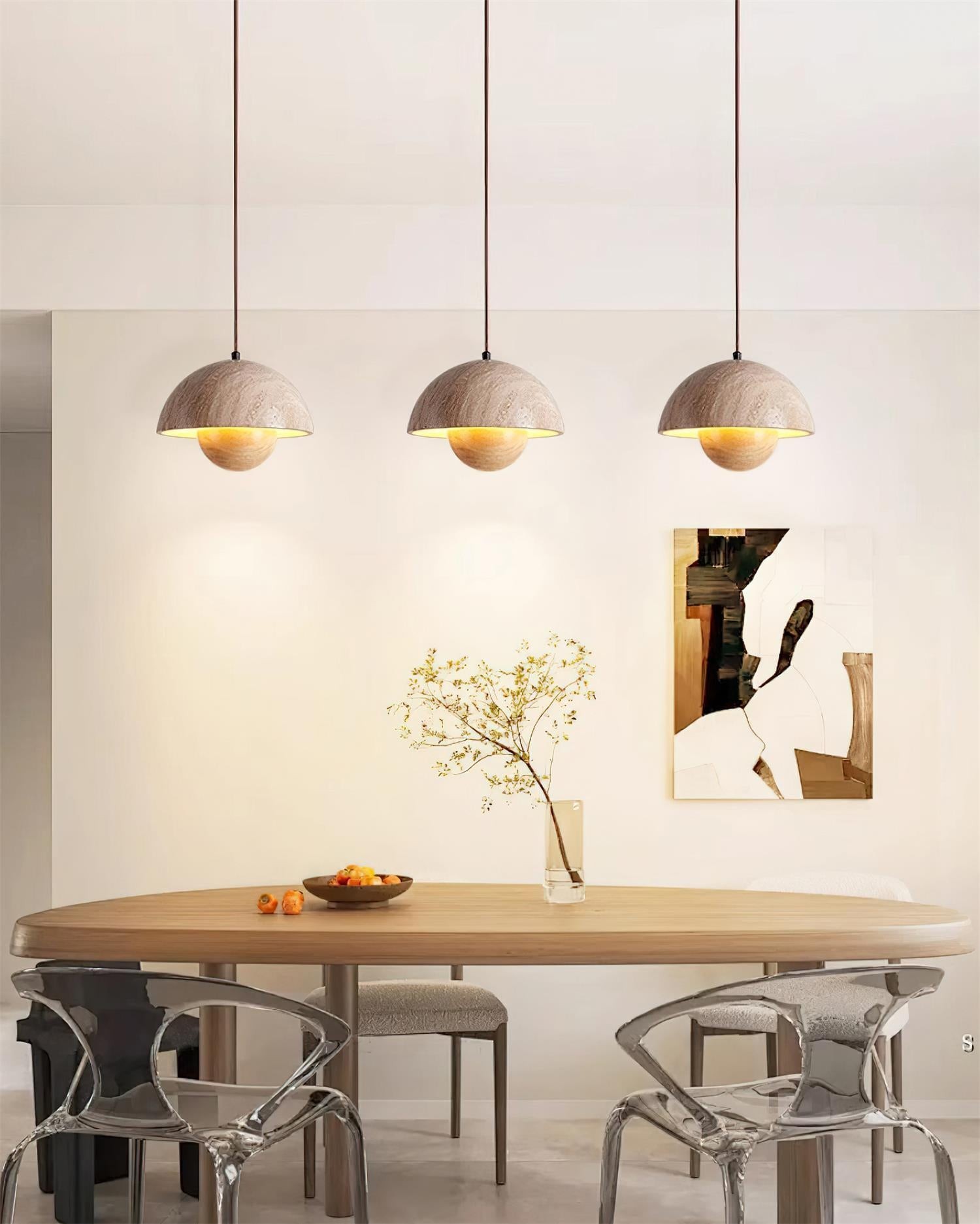 Semicircular Pendant Lamp - Modern Travertine Living Room G70