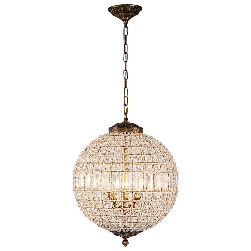 Vintage Luxe Brass Crystal Orb Chandelier G95