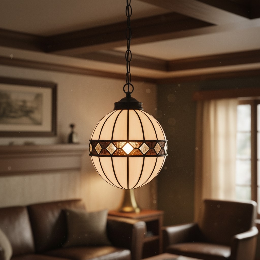 TF Fargo Tiffany Style Globe Pendant - Handcrafted Art Glass Sphere Light for Kitchen Island T1033