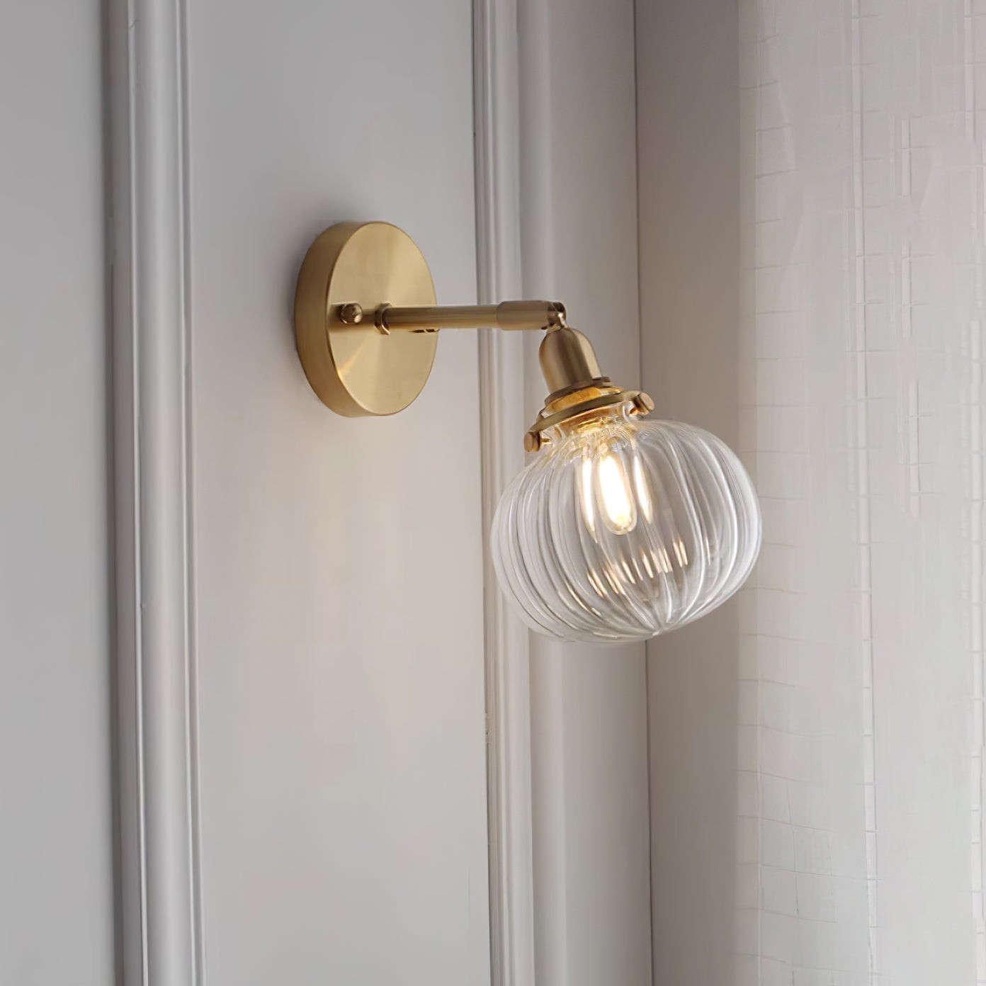 Japanese Style Vintage Brass Glass Wall Lamp M234