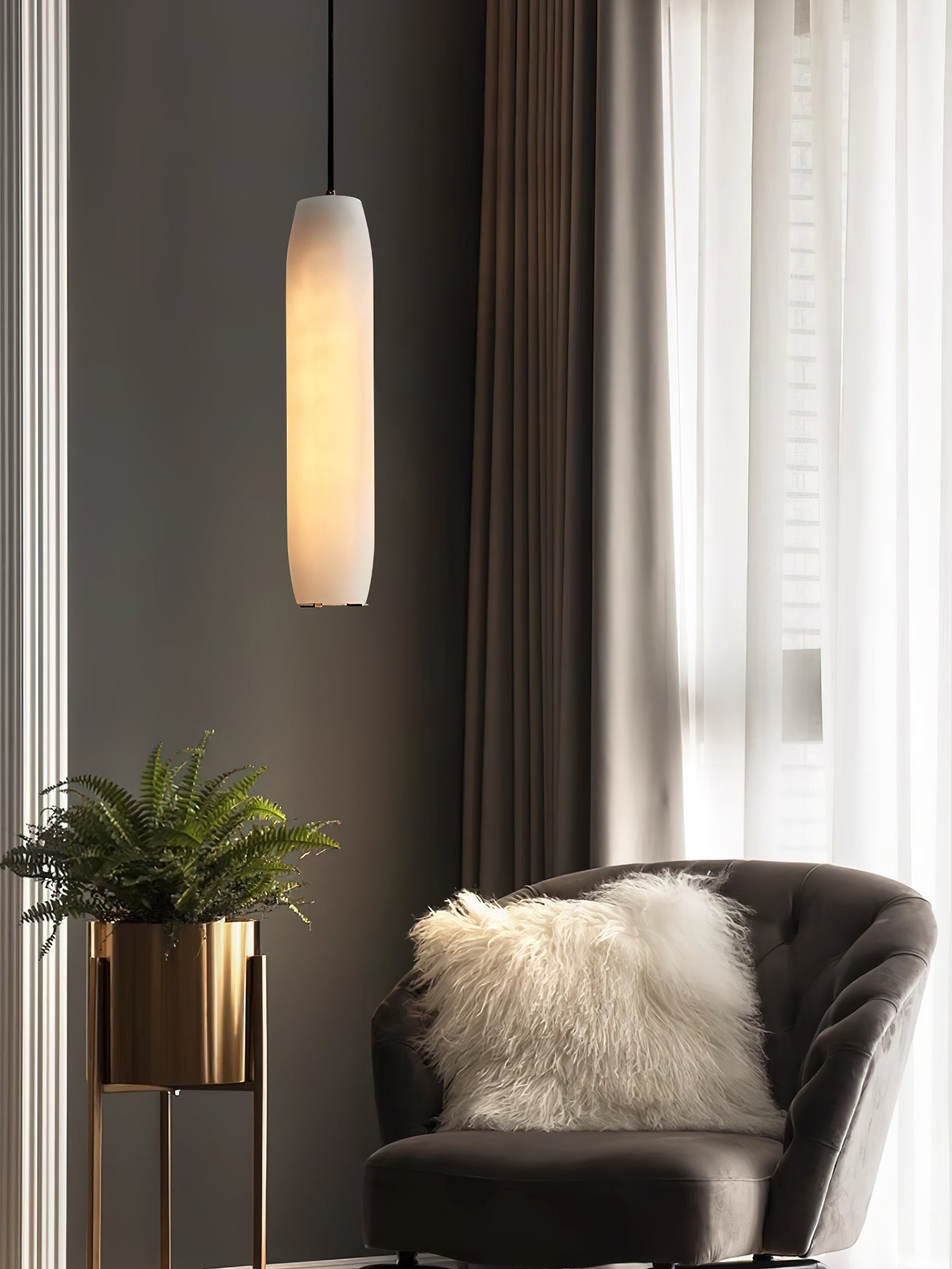Alabaster Flute Pendant Light T1660