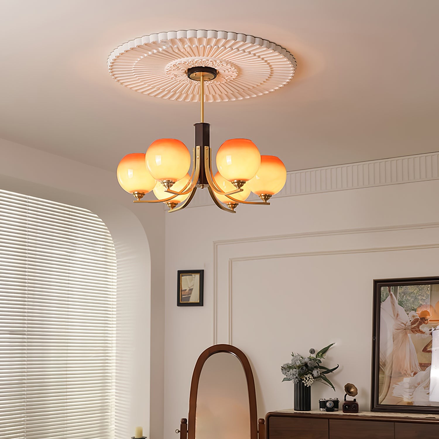 Vintage Caramel Globe Chandelier M398