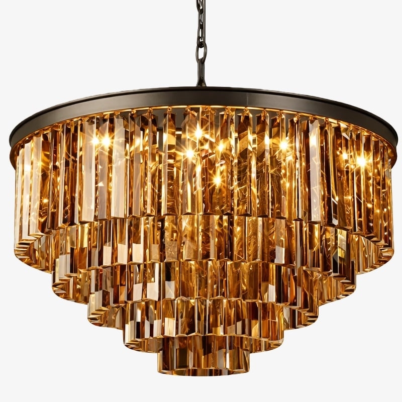 Aurevon Crystal Prism Metal Frame Modern Ceiling Chandelier for Home and Hotel T494