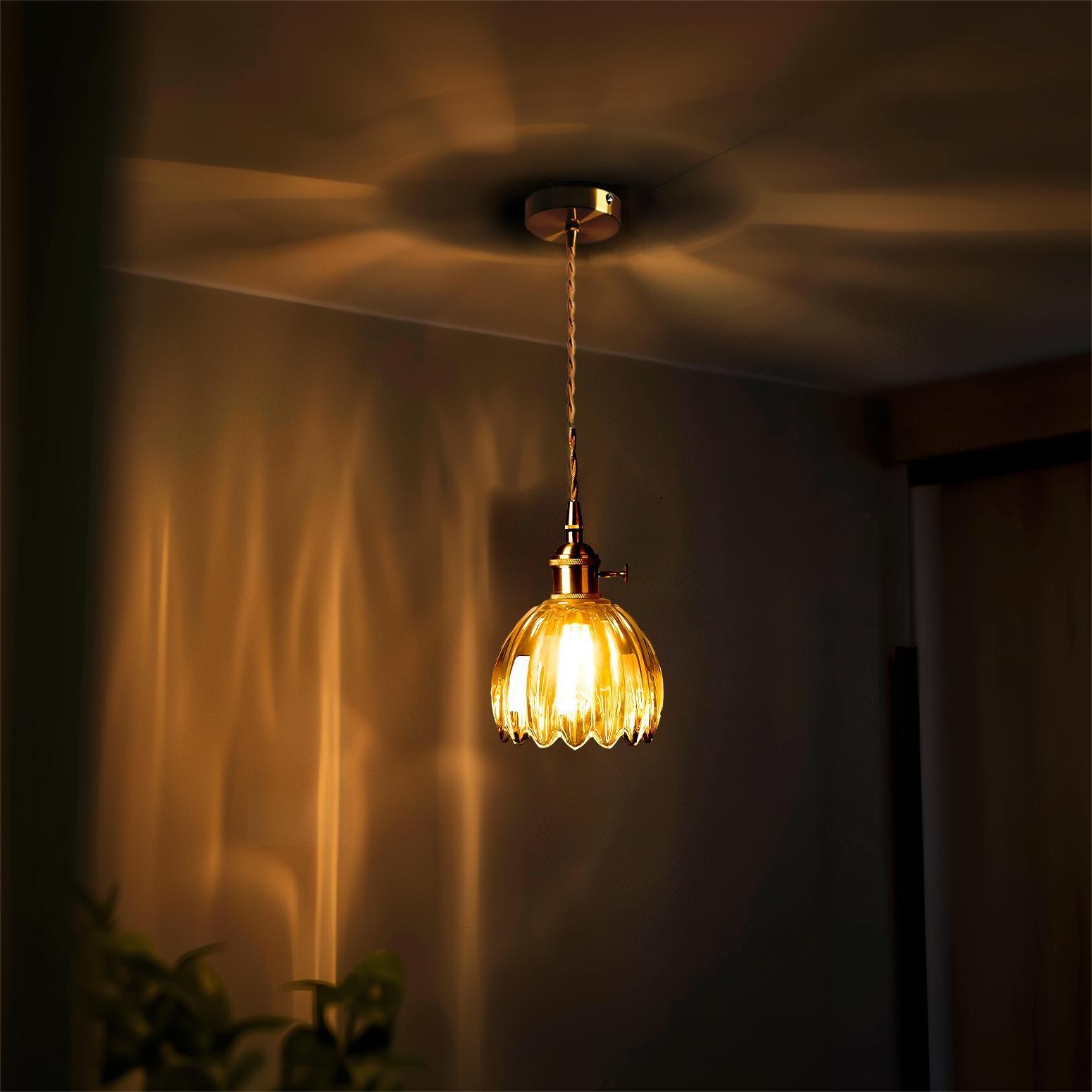 Japanese Retro Glass Flower Pendant Light S17