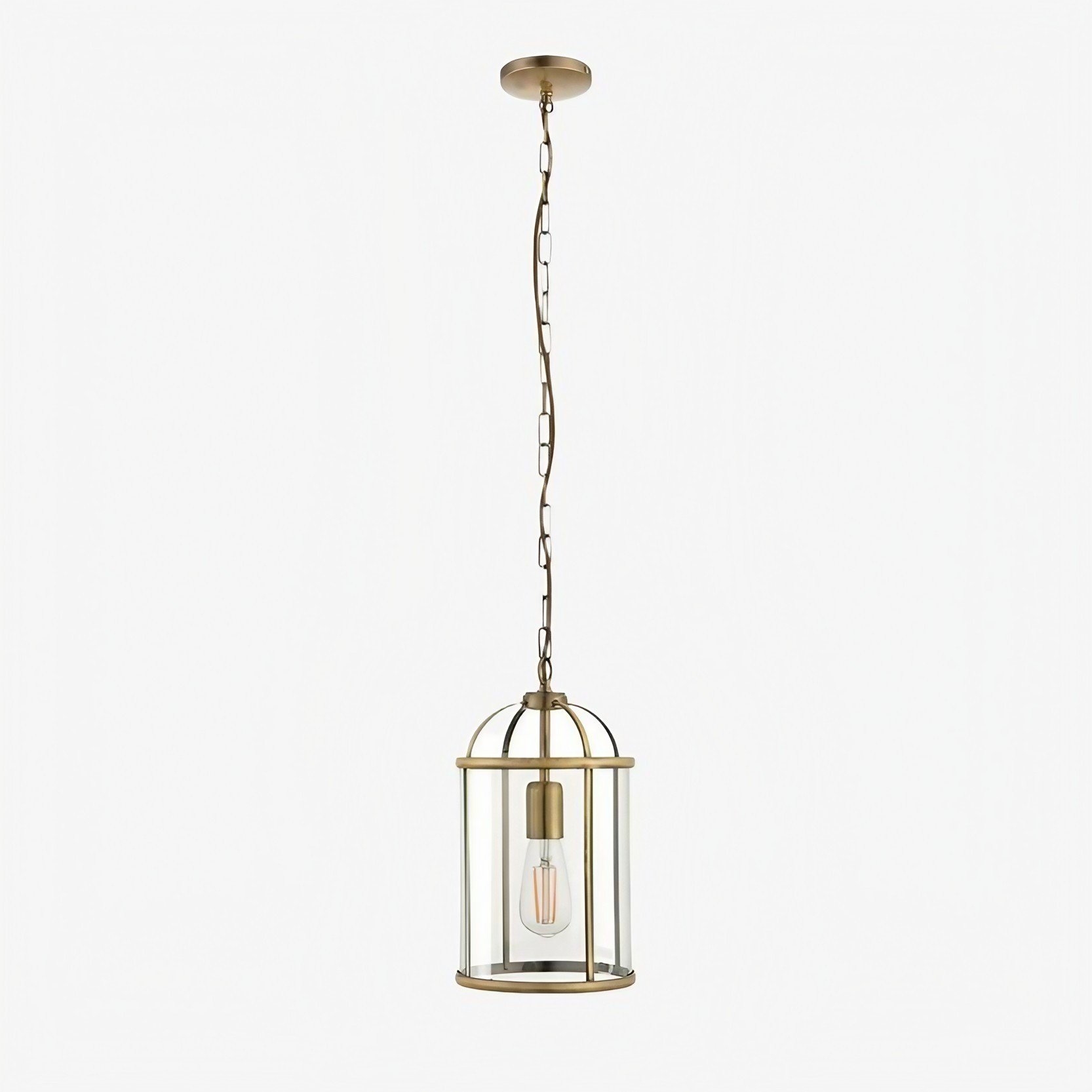 Luxvana Bell Shaped Glass Pendant Light - Industrial Metal Lantern Design Fixture for Kitchen T866