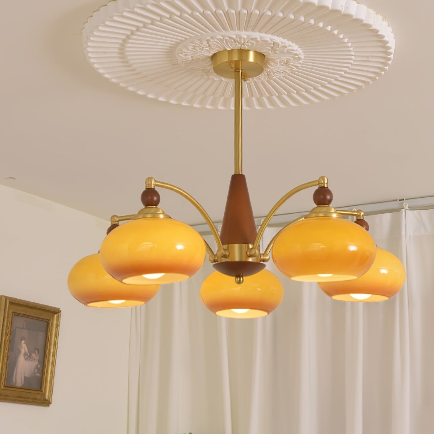 Vintage Multihead Persimmon Chandelier M325