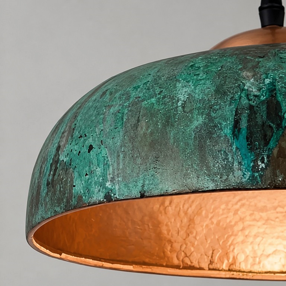 Aerugix Vintage Hammered Copper Dome Pendant Light - Natural Metallic Finish for Dining Room T2250