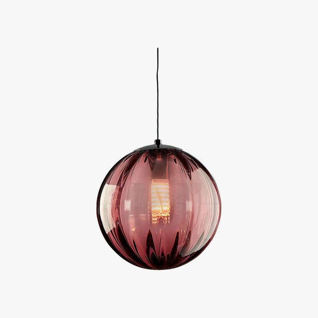Lunorie Iron Metal Glass Globe Pendant Light - Sculpted Adjustable Pendant for Dining Spaces T570