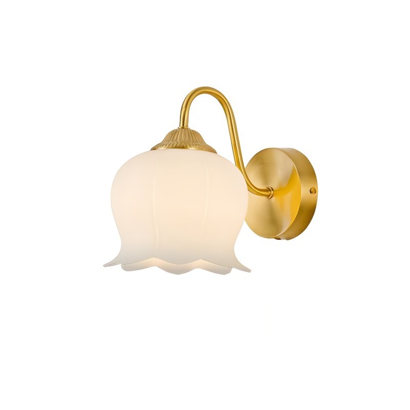 Bell Orchid Copper Glass Wall Light For Bedroom