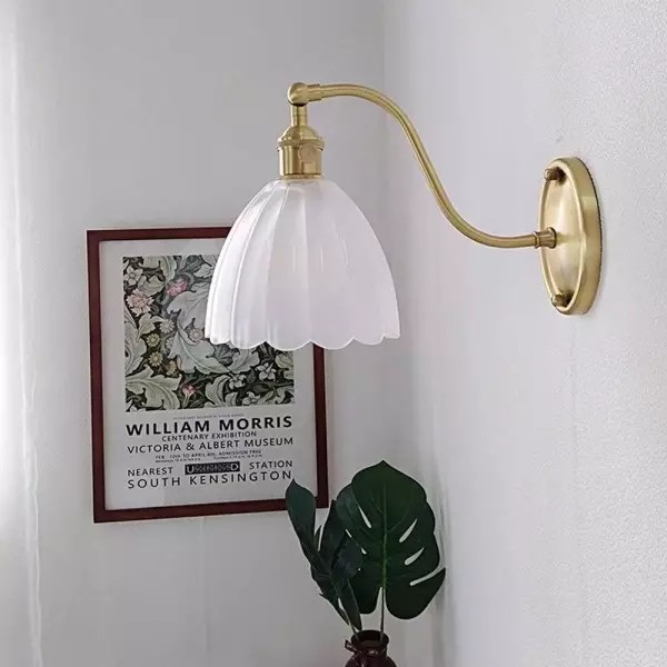 Vintage Brass Glass Wall Light S70
