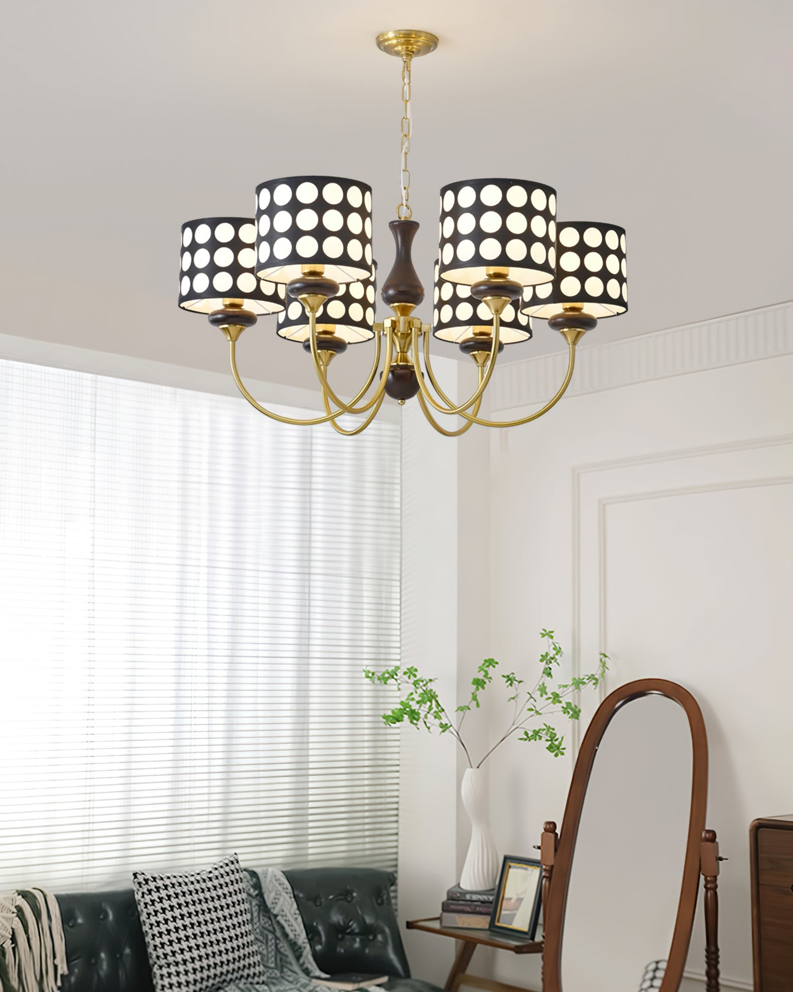 Geometry Black Polka Dots Fabric Chandelier S364