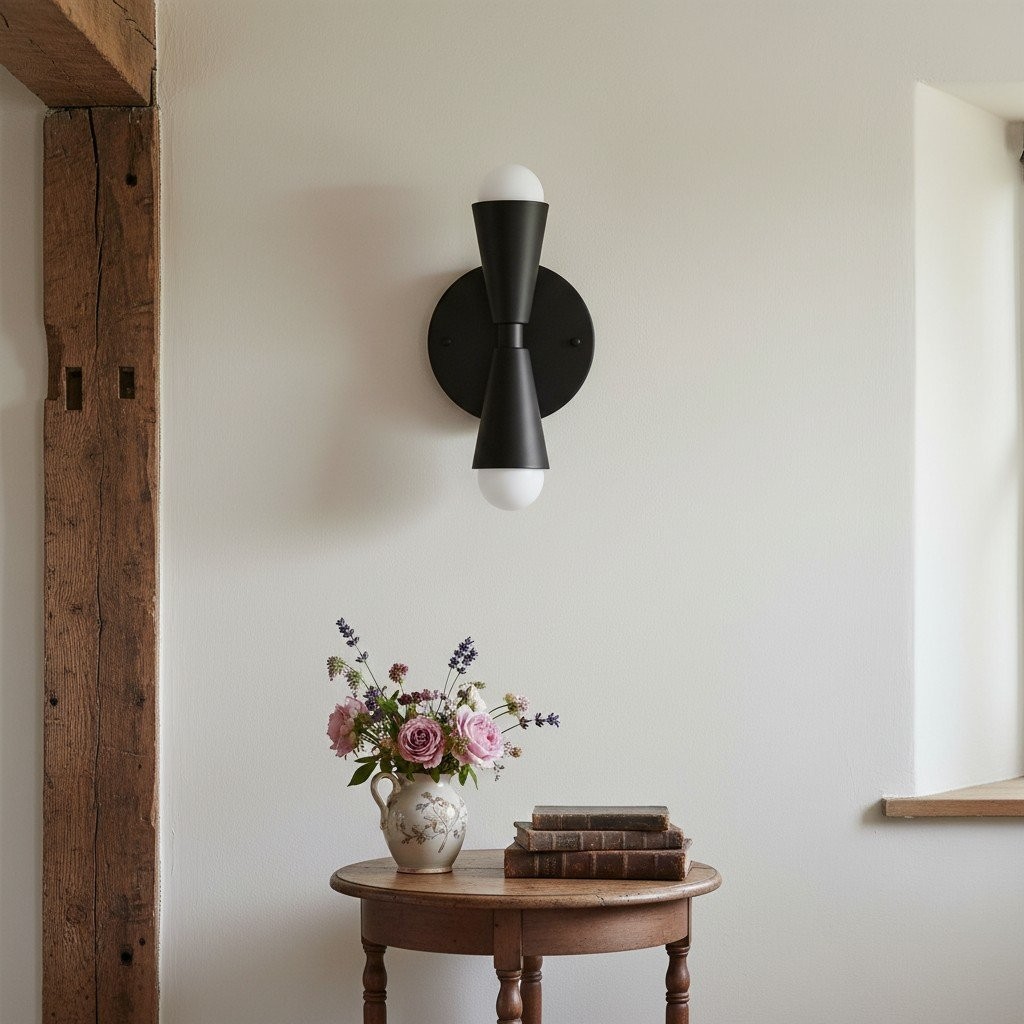 Pyralis  Cone Shade  Double Wall Light - Contemporary Living Room Glow T334