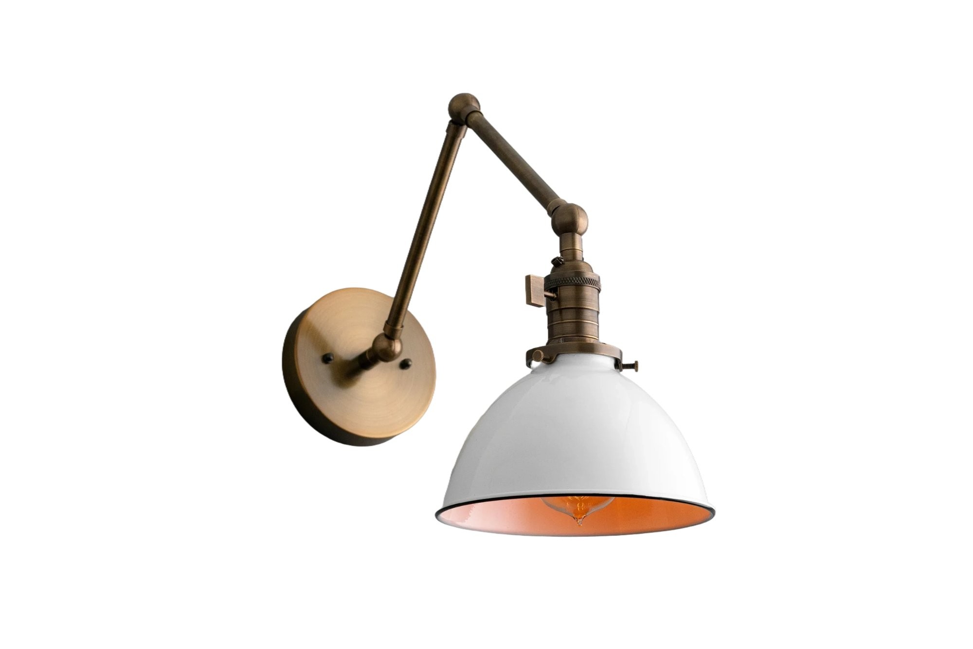 Conique Metal Vintage Industrial Swing Arm Wall Lamp - Adjustable Dome Shade for Study T313