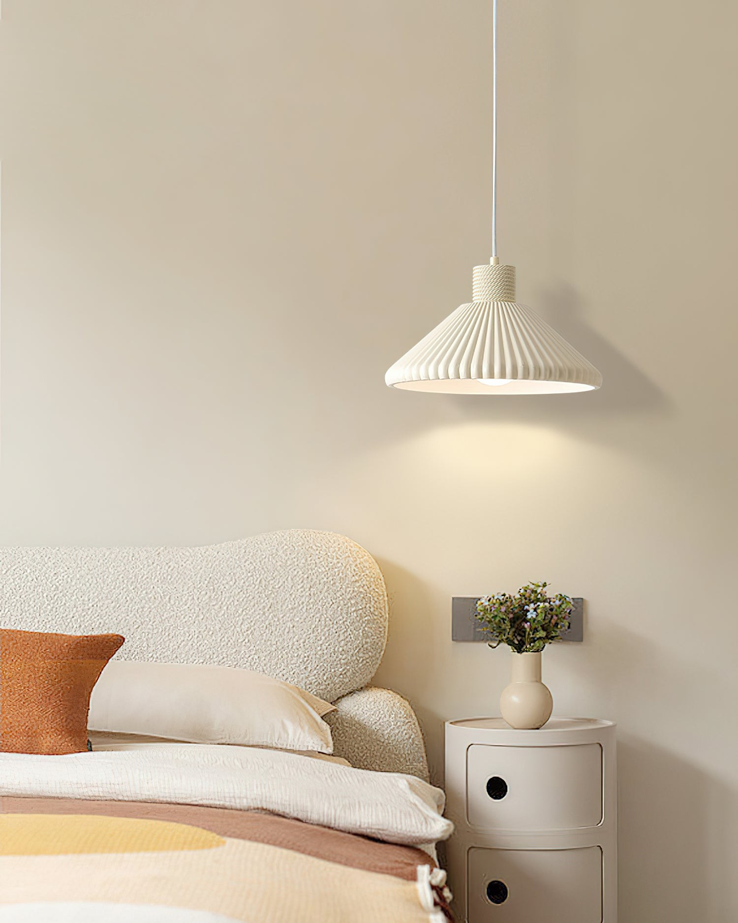 Cream Style Cone Striped Pendant Lamp M229