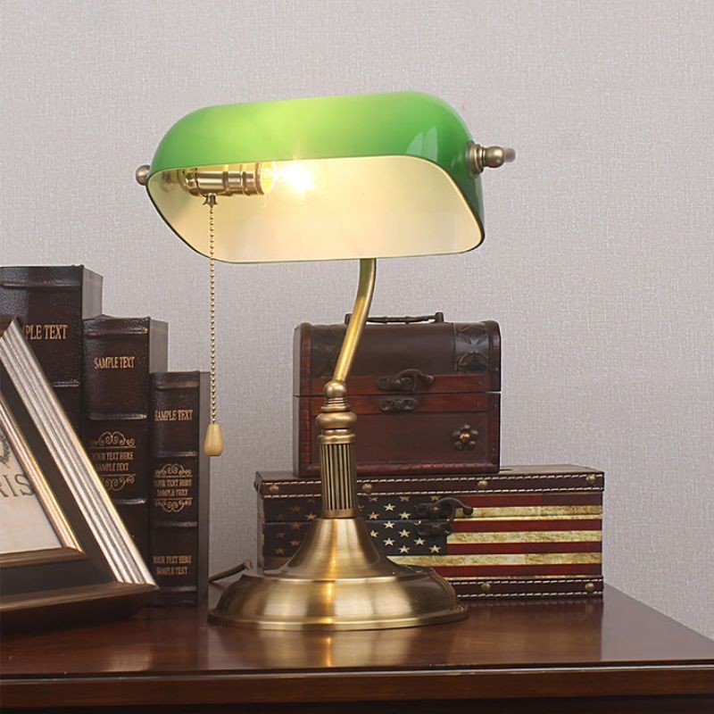 Classic Green Glass Bankers Table Lamp