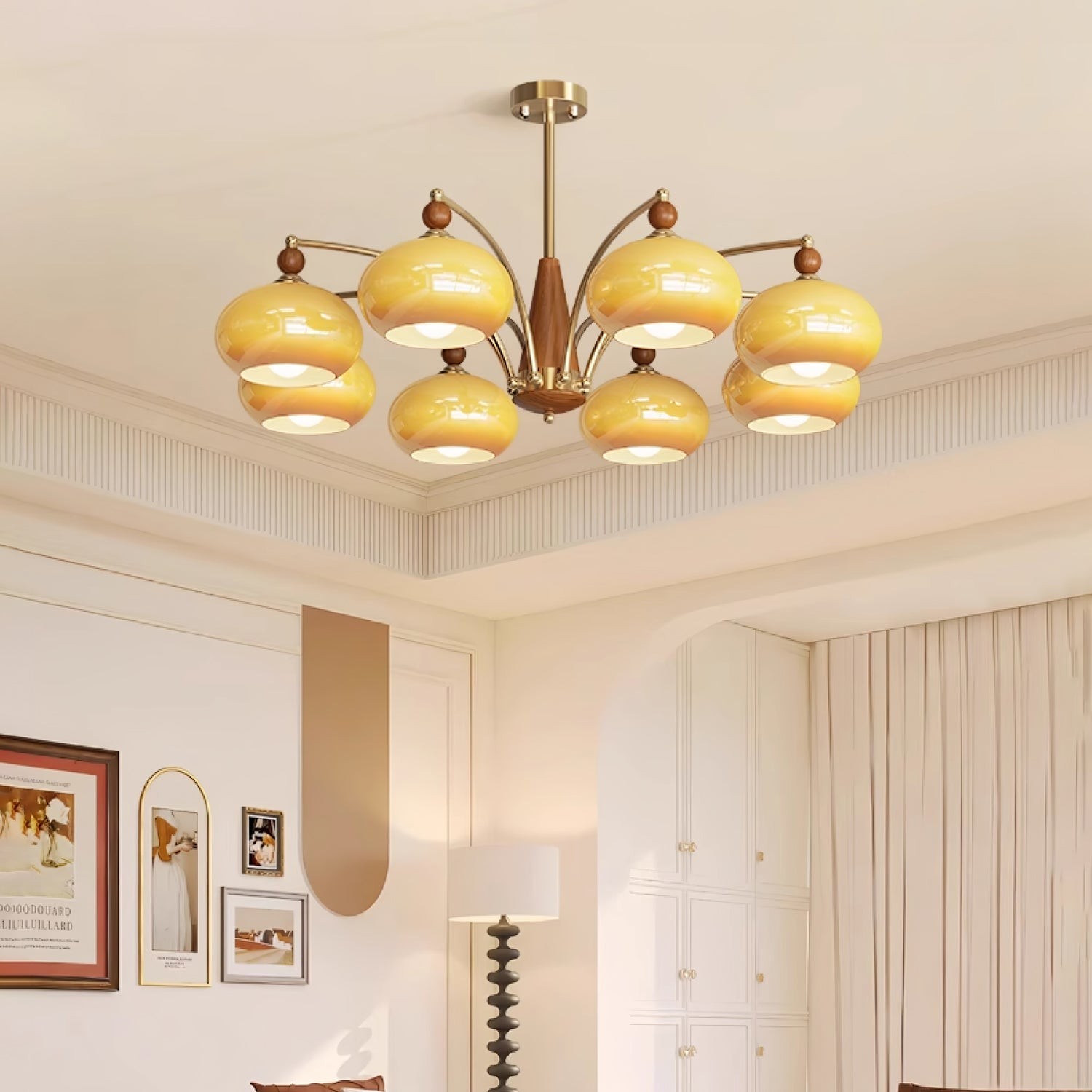 Vintage Multihead Persimmon Chandelier M325