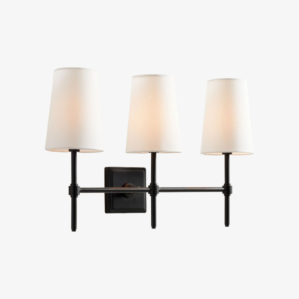 Derlina Stylish Retro Wall Lamp with White Linen Shades – Modern Industrial Design for Any Room T273