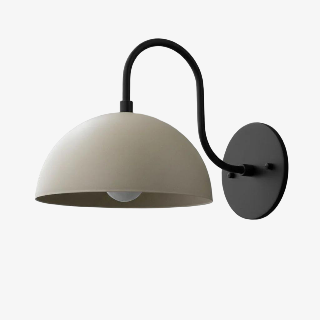 Curva Metal  Industrial Wall Sconce - Curved Brass Arm - Hammered Dome Light Fixture T408