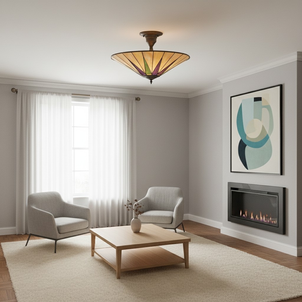 TF Dark Star Geometric Star Ceiling Light - Tiffany Style for Hallway T637
