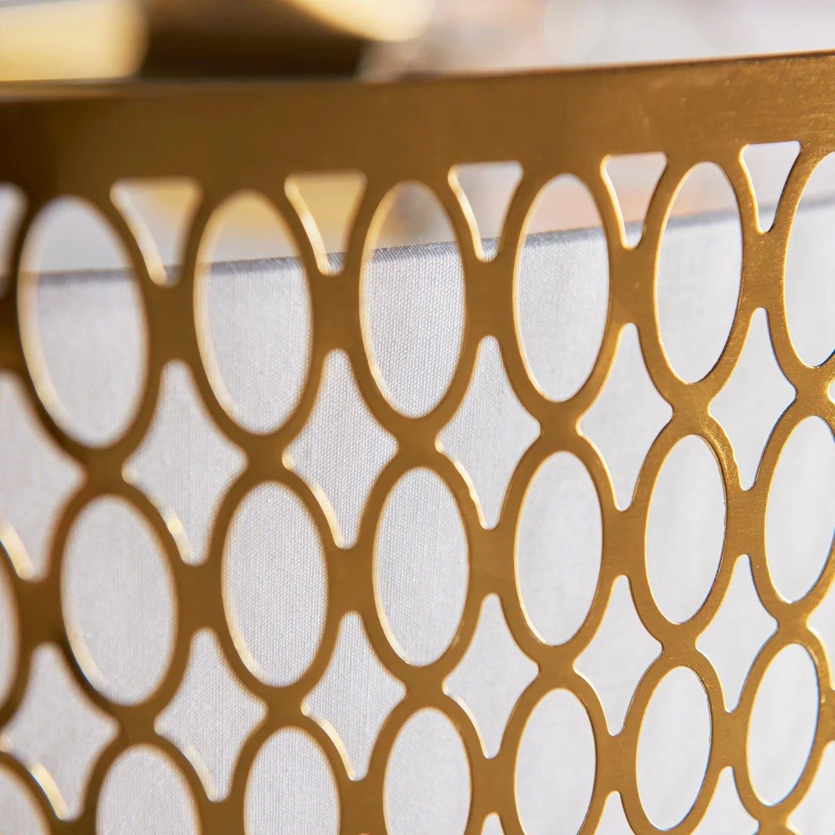 Liorin Geometric Pendant Lamp - Modern Fretwork Metal and Fabric Shade Pendant for Interiors T906