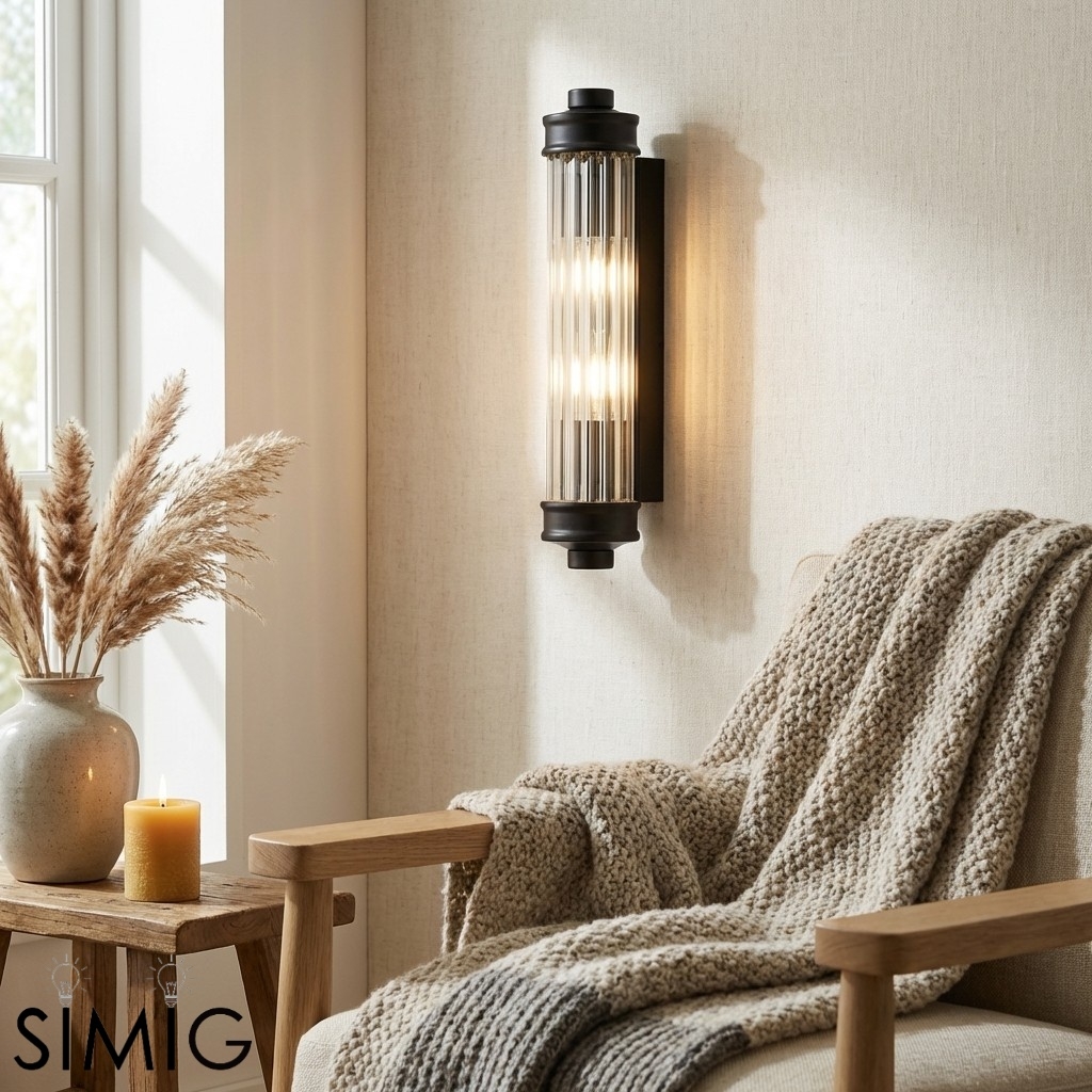 Bravira Ribbed Cylindrical Glass Sconce - Nordic Modern Wall Light U03