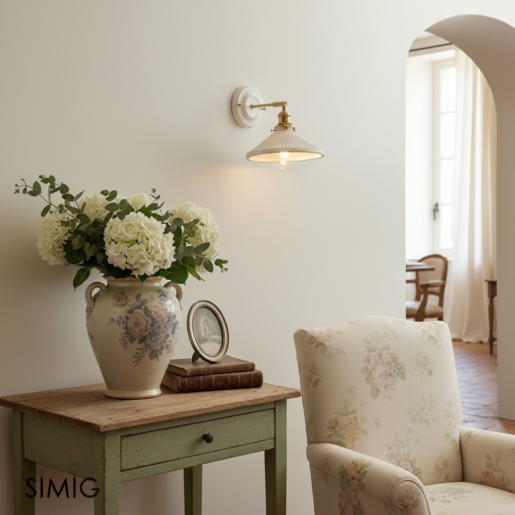 Vintage Ceramic & Brass Wall Sconce – Elegant Lighting for Bedrooms & Hallways T265