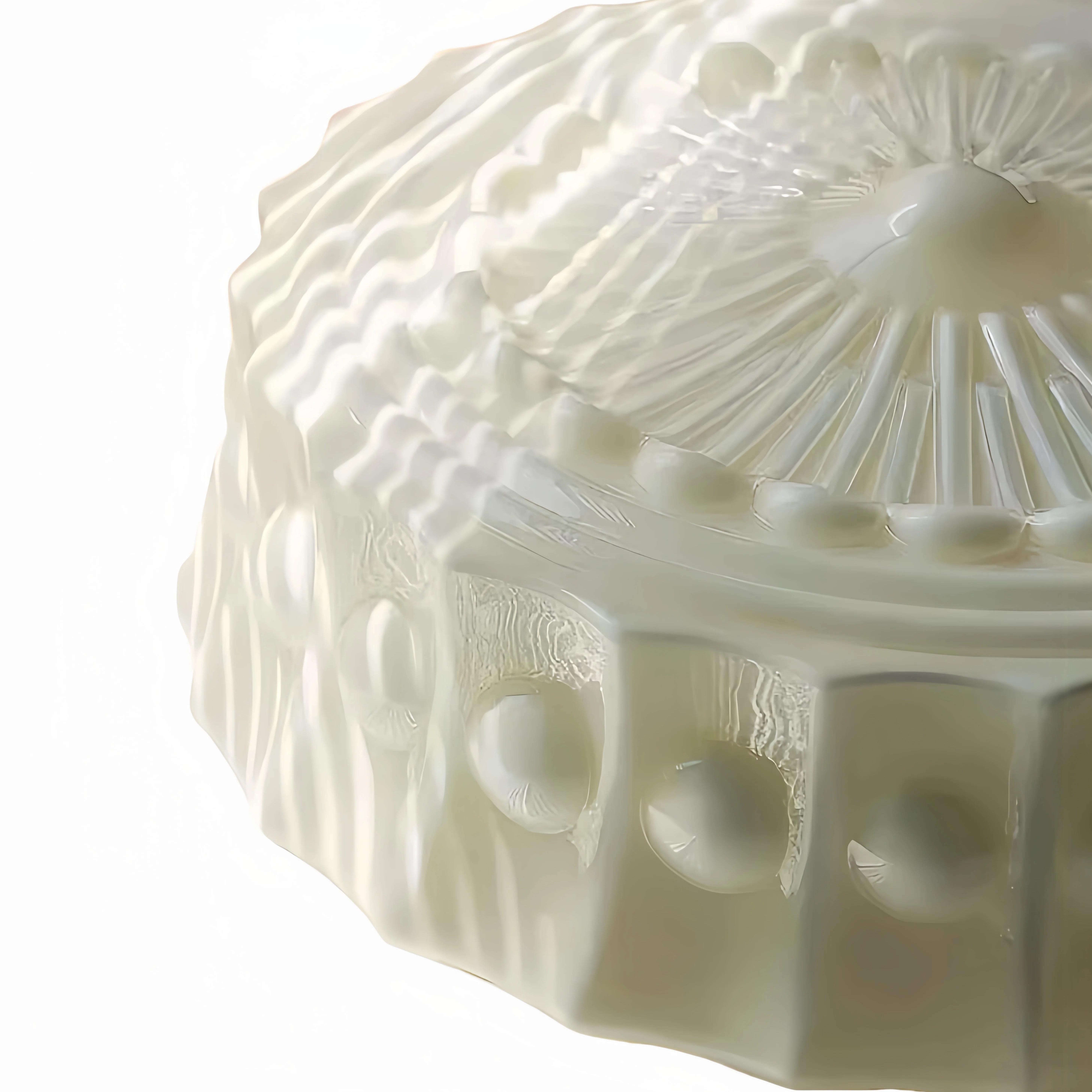 Dretta Vintage Classic Round Ceiling Light - Sculpted Art Glass Lighting Fixture for Living Room U02