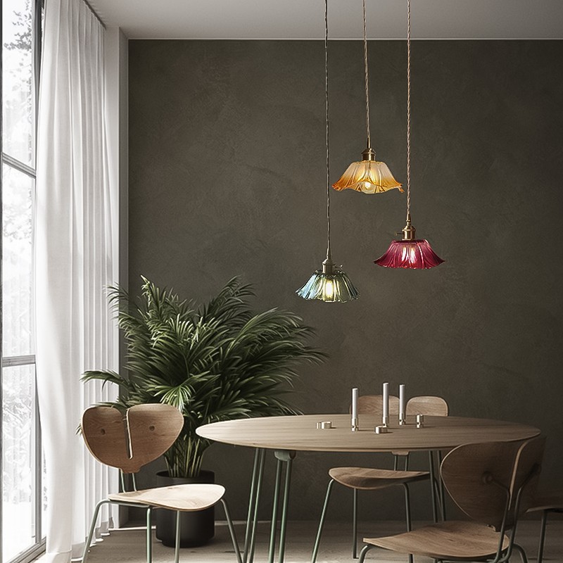 Tiffany Lotus Glass Pendant Light for Living Room S08