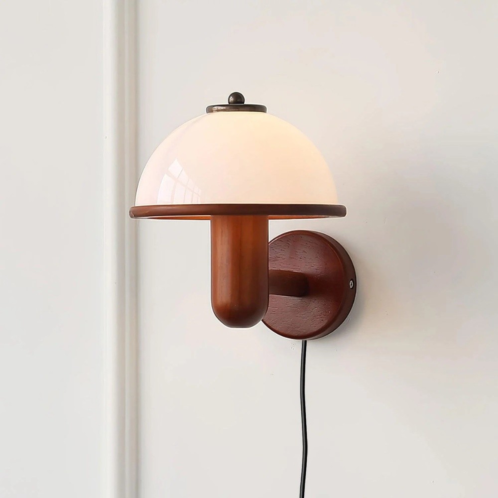 Bedside Mushroom Wood Wall Lamp S164