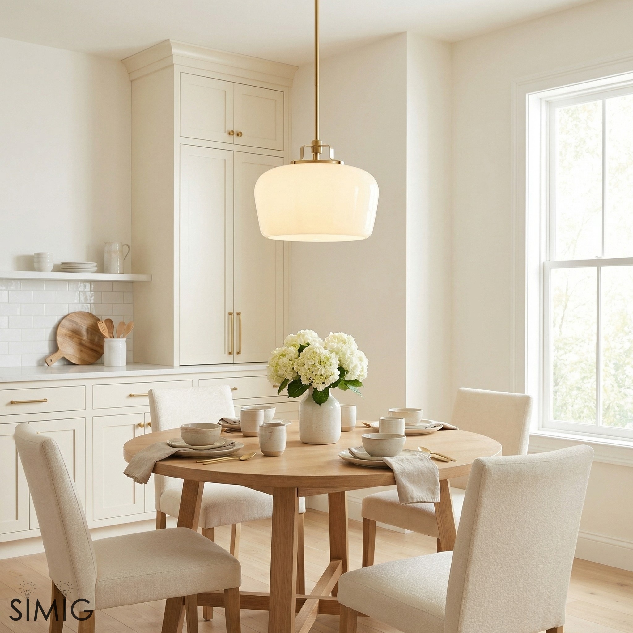 Lirra Opal Glass Pendant Light - Modern Adjustable Metal Drop for Kitchen and Dining T774