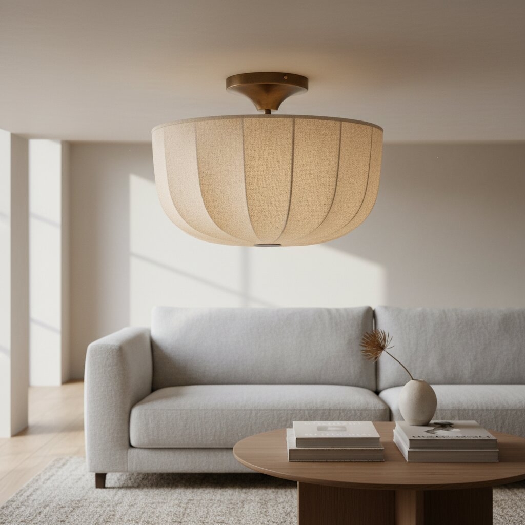 Loomis Textured Fabric Light - Vintage Flush Mount for Living Rooms T480