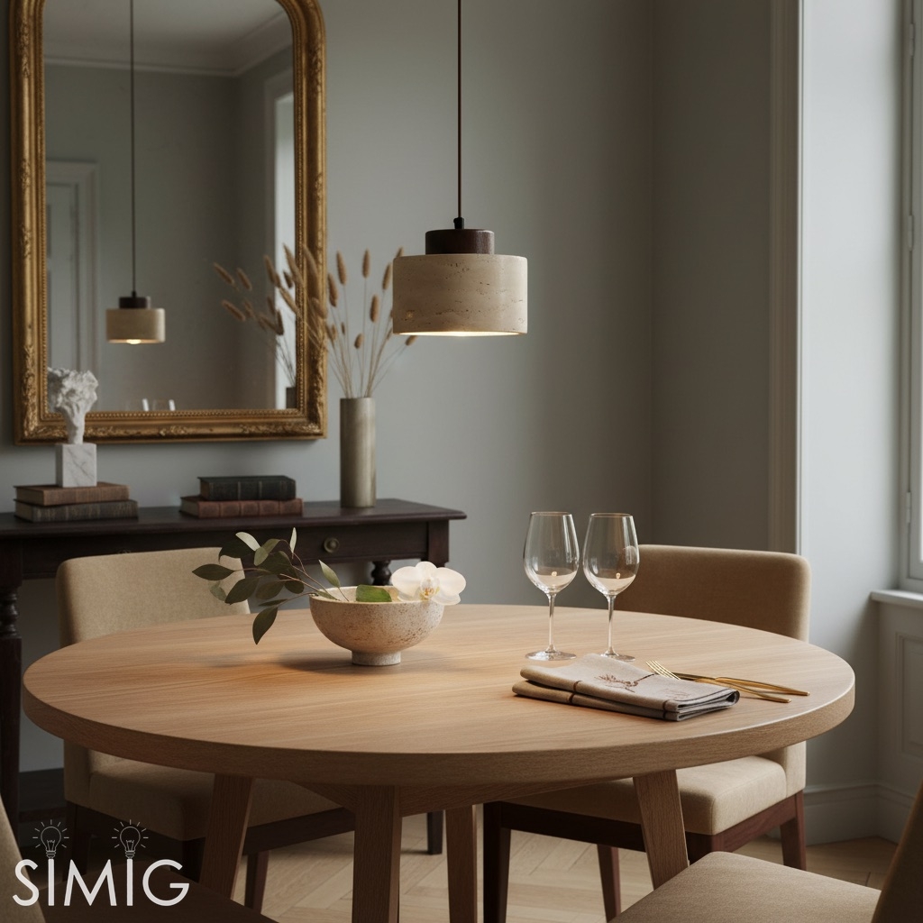 Travertine Modern Mini Pendant Light - Cylindrical Stone for Kitchen S412